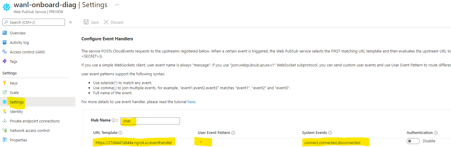 Walk-through: Create a chat app · Azure Web PubSub Service